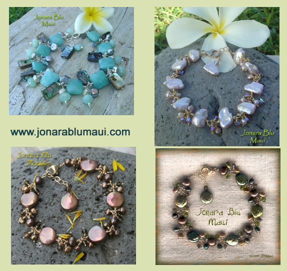 beach wedding pearl jewelry hand crafted on the island of Maui Hawaii